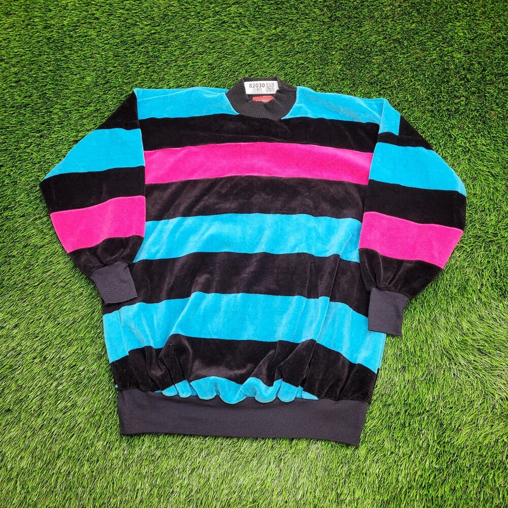 Vintage 90s MOD Stripes Sweater Womens Small 23x26 Baggy USA
